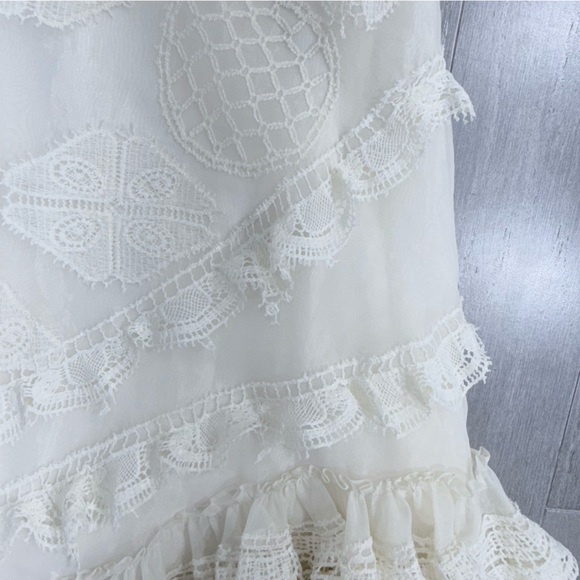 Geisha Designs Anthropology Square Neck Ruffled Asymmetrical Lace Dress S - Picture 9 of 16